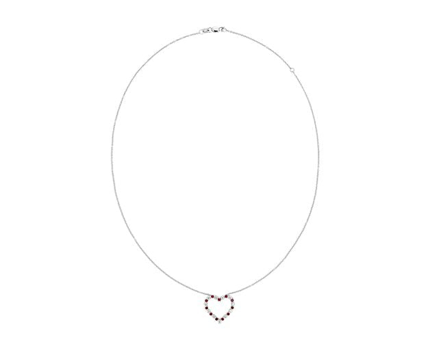 Floating Ruby And Diamond Heart Shaped Pendant