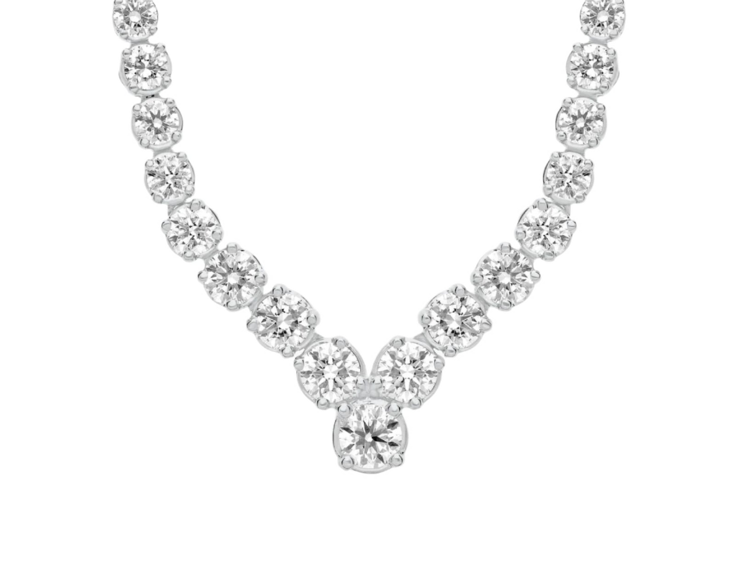 Diamond Chevron Eternity Necklace In 14k White Gold