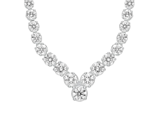Diamond Chevron Eternity Necklace In 14k White Gold
