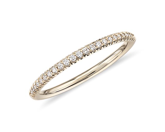 Petite Micropavé Diamond Ring In 14k Yellow Gold
