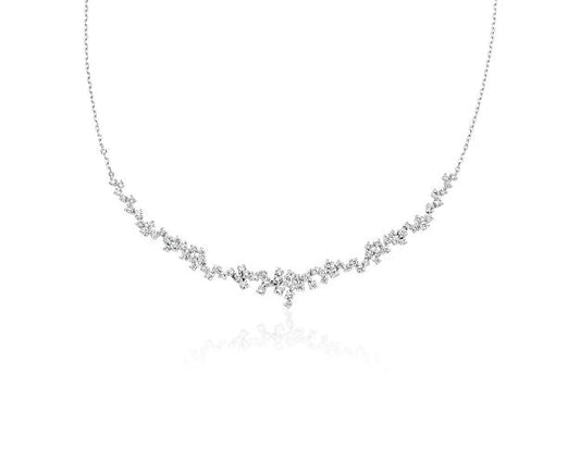 Diamond Scatter "V" Necklace In 14k White Gold