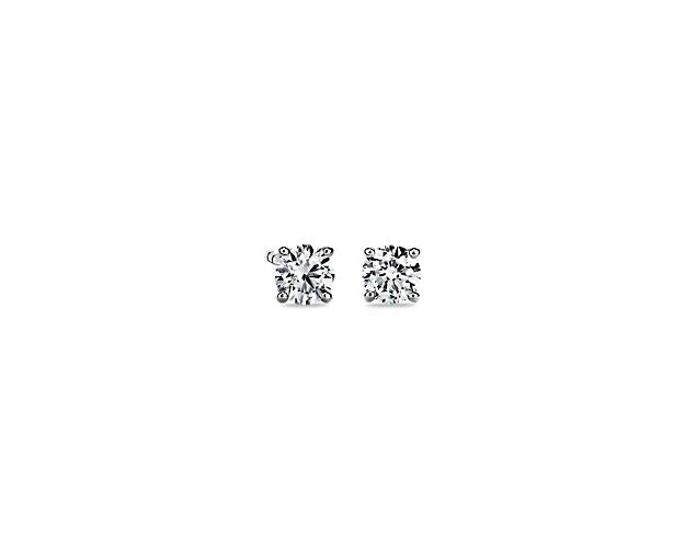 Diamond Stud Earrings In 14k White Gold
