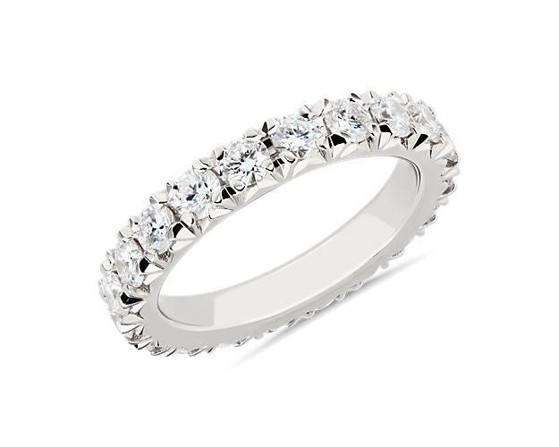 French Pavé Diamond Eternity Ring In Platinum