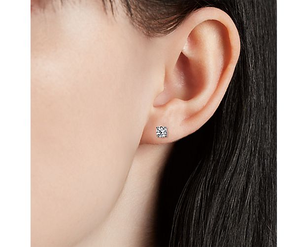Diamond Stud Earrings In 14k White Gold