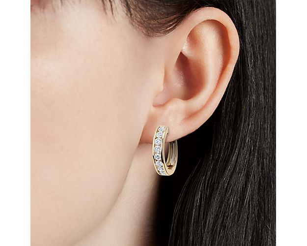 Lab Grown Diamond Channel Hoop Earrings
