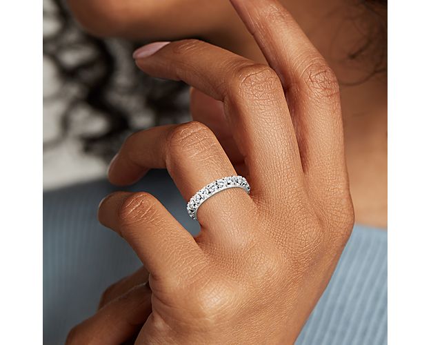 French Pavé Diamond Eternity Ring In Platinum