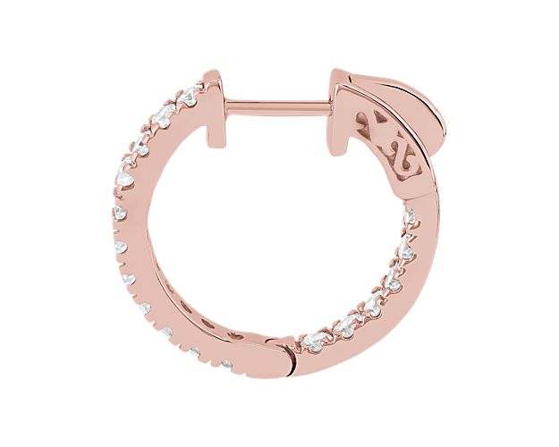 Eternity Diamond Hoop Earrings In 14k Rose Gold