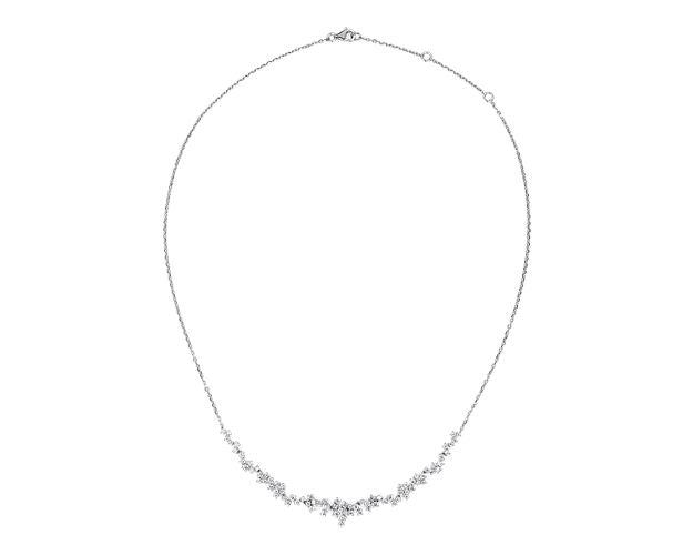 Diamond Scatter "V" Necklace In 14k White Gold